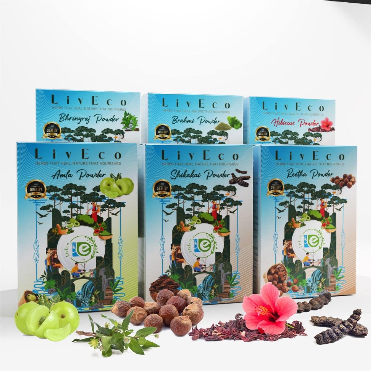 liveco amla reetha shikakai bhringraj brahmi hibiscus powder for hair pack smooth soft shiny hair