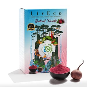 LivEco Beetroot Powder - natural glowing skin, brightens complexion, and improves skin texture.