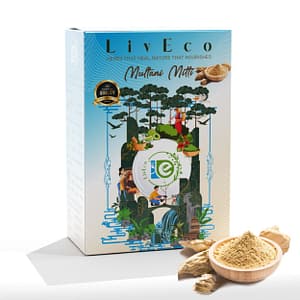 Pure LivEco Multani Mitti - natural clay powder for deep cleansing and radiant smooth skin.