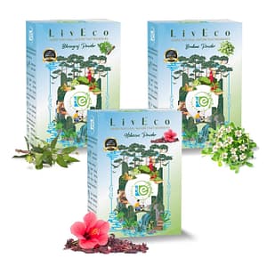 liveco bhringraj brahmi hibiscus powder for hair pack
