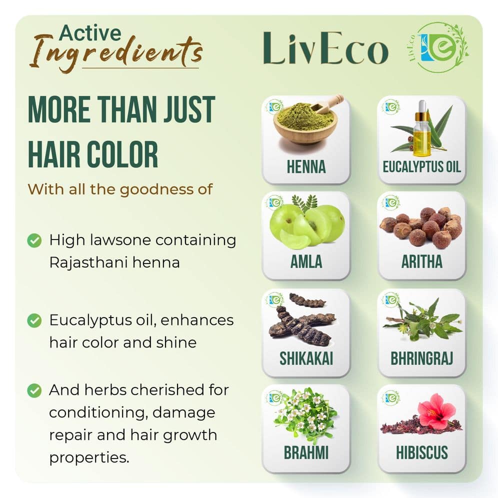 ingredients in ready to apply liveco herbal henna paste